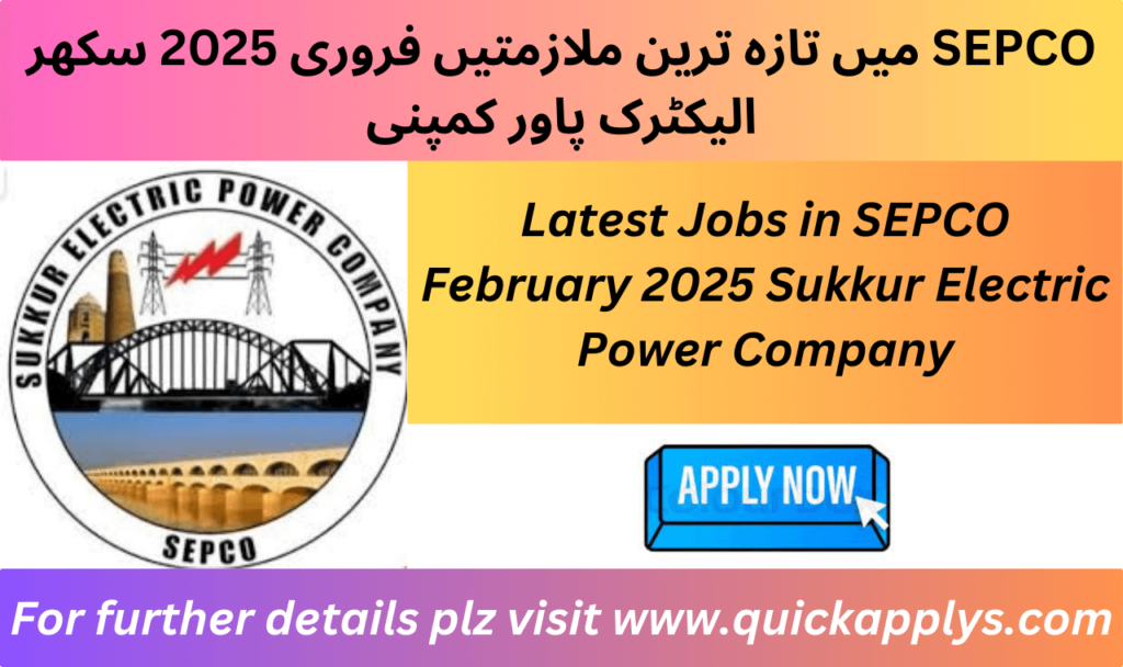 Latest Jobs in SEPCO February 2025 Sukkur Electric Power Company
