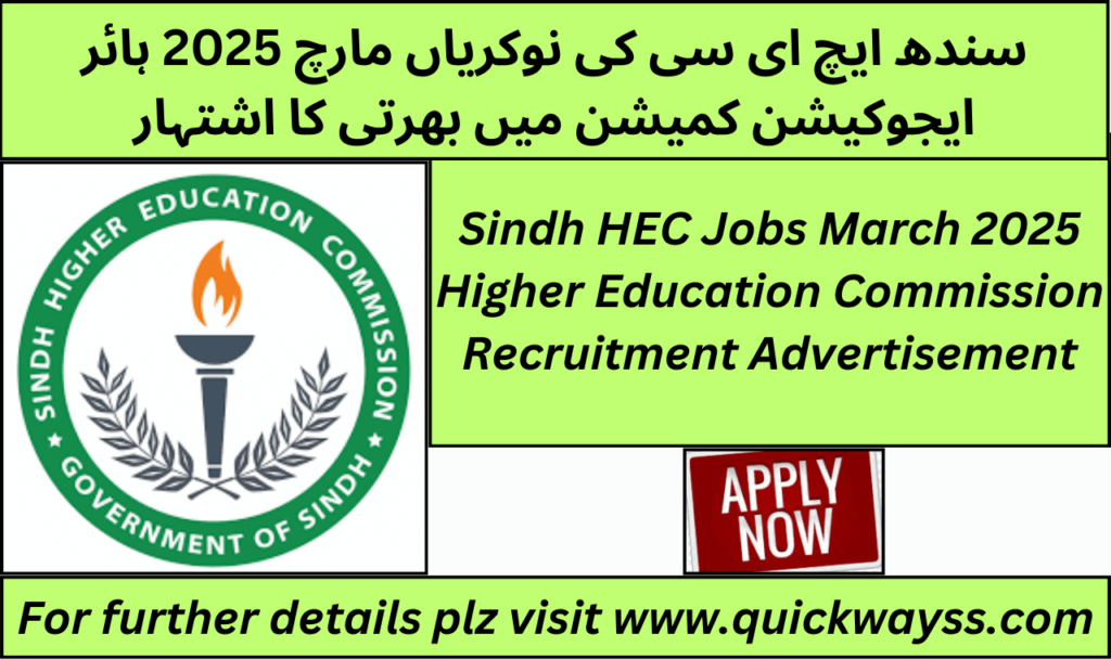 Sindh HEC job advertisement for March 2025 recruitment.