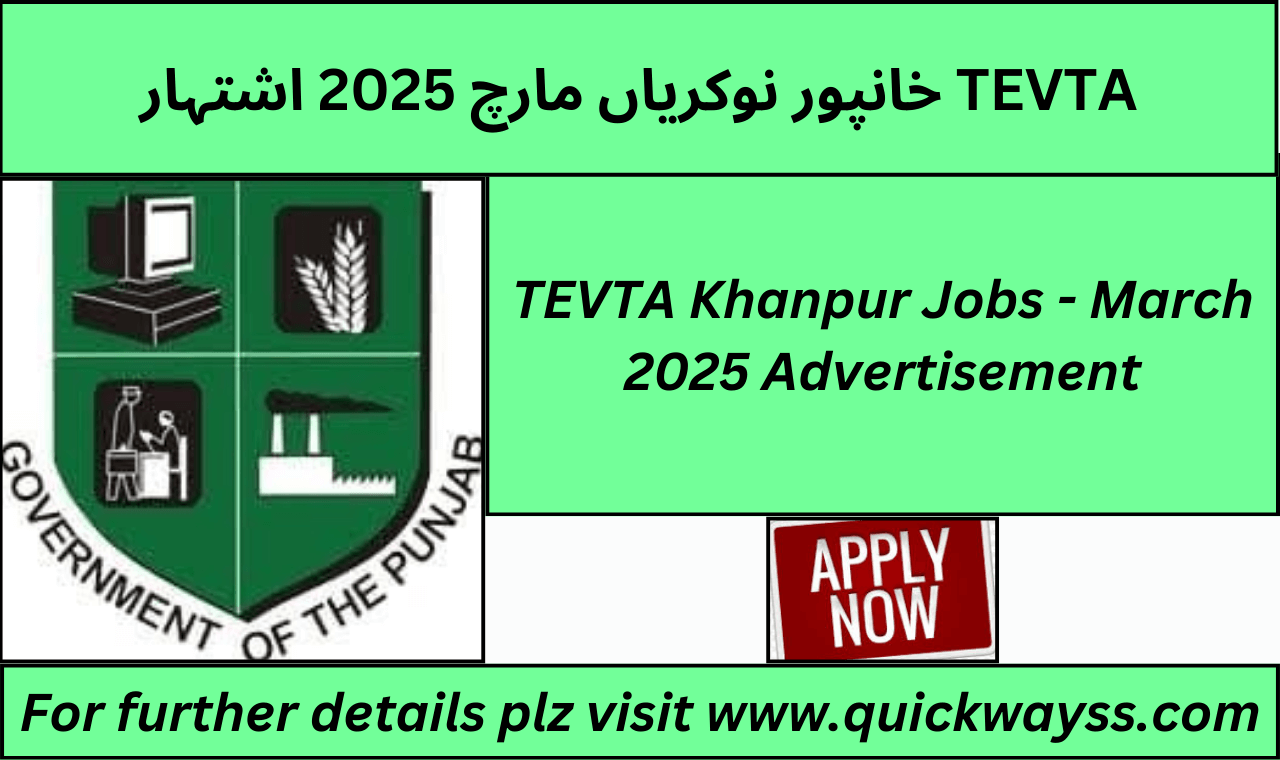TEVTA Khanpur Jobs March 2025 Advertisement