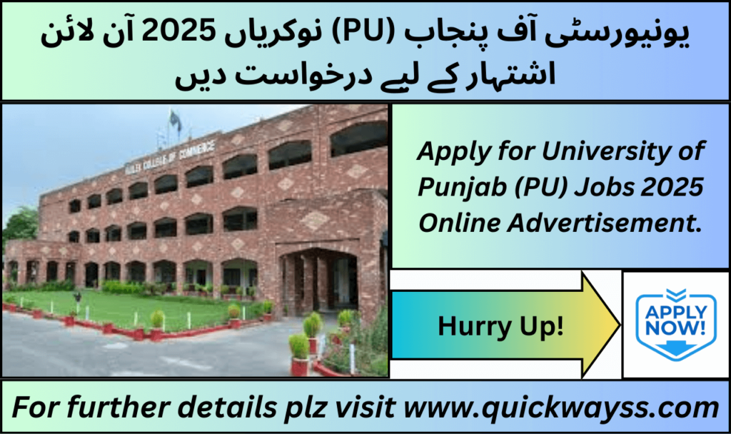 University of Punjab job openings 2025 online application process