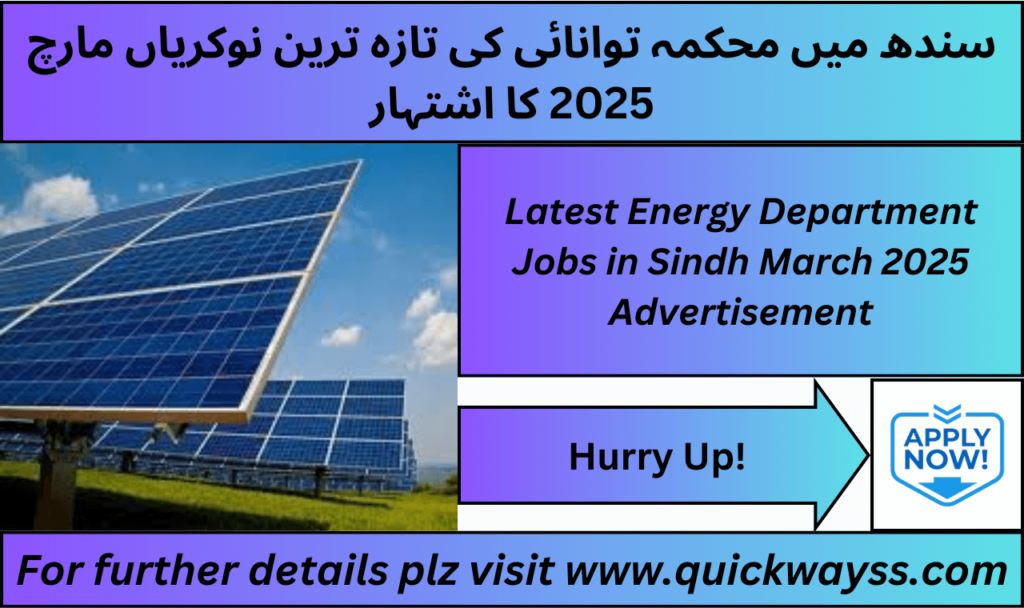 Private Energy Department job openings in Sindh March 2025