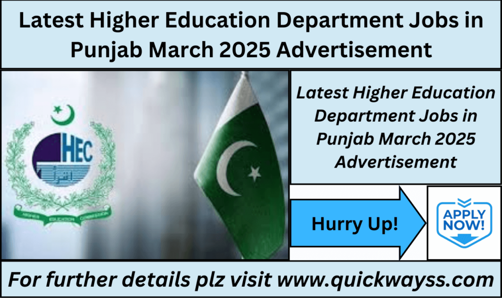 Latest Higher Education Department Jobs in Punjab March 2025 advertisement
