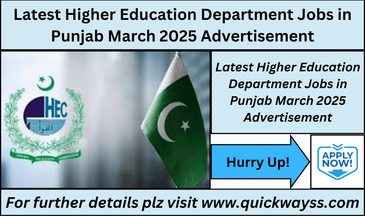 Latest Higher Education Department Jobs in Punjab March 2025 advertisement