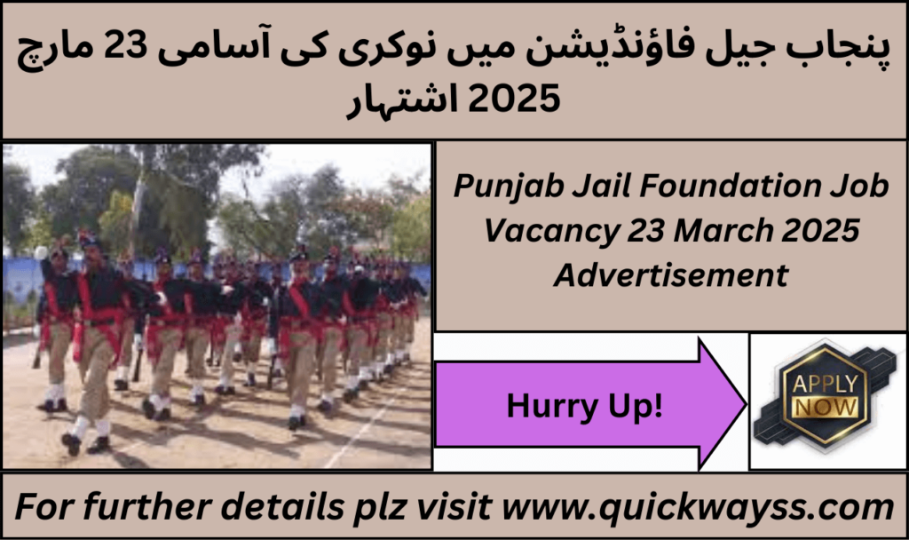 Punjab Prisons Foundation job advertisement for March 2025